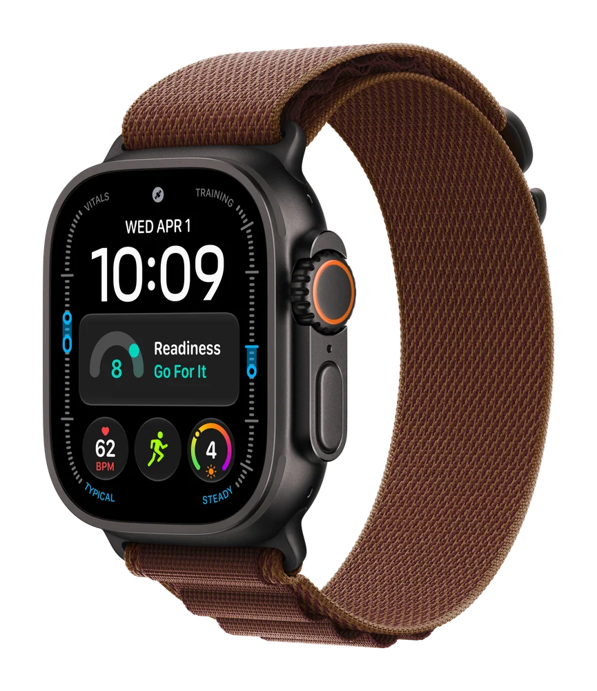 Apple Watch Ultra 4, Чёрный титан, Alpine Loop, Бордовый, L