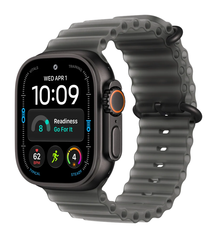 Apple Watch Ultra 4, Чёрный титан, Ocean Band, Полупрозрачный чёрный, Универсальный
