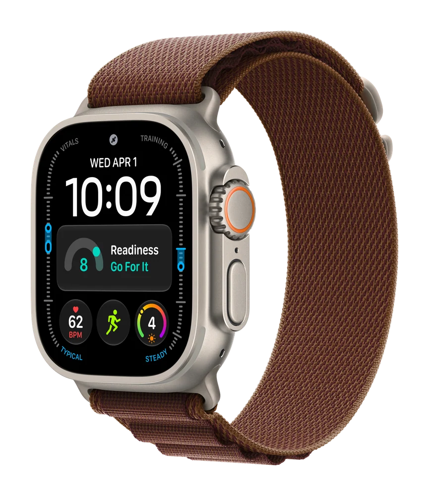 Apple Watch Ultra 4, Натуральный титан, Alpine Loop, Бордовый, S