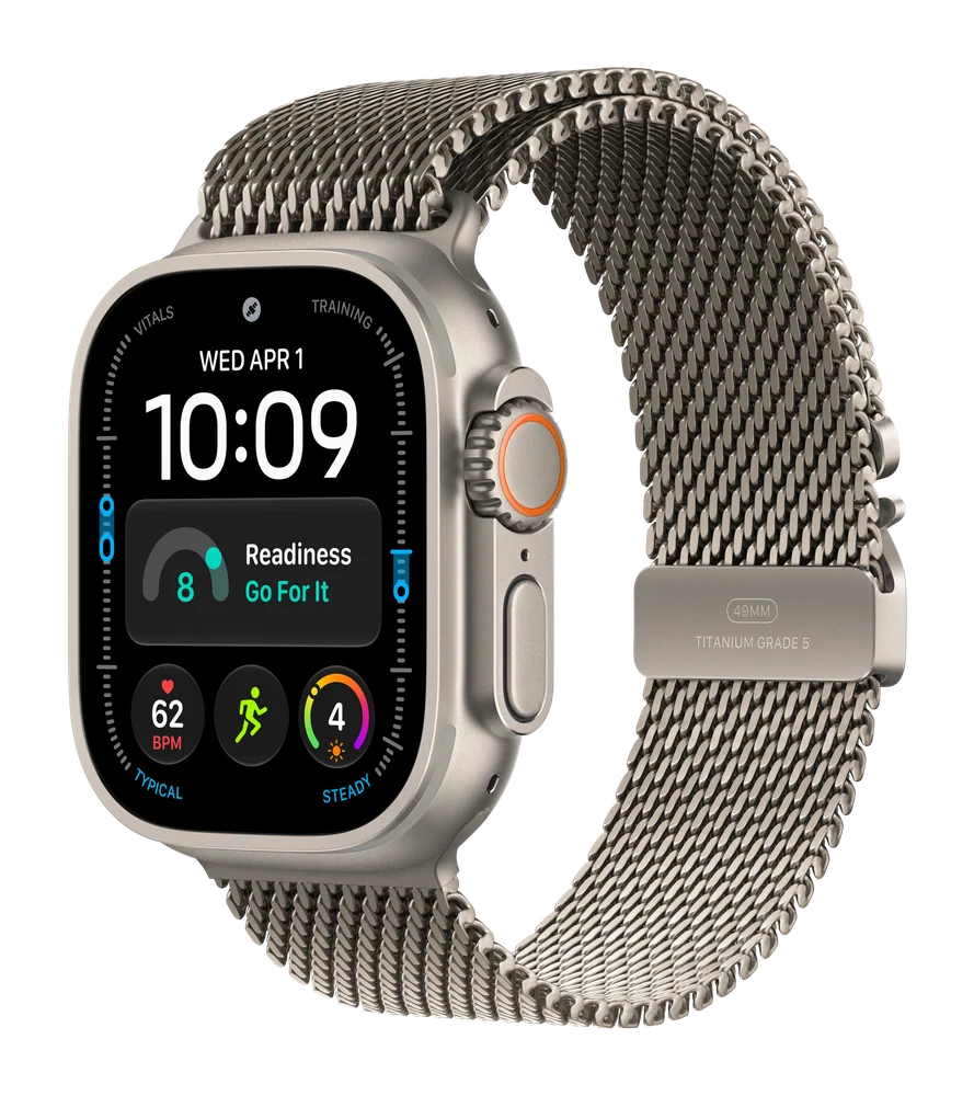 Apple Watch Ultra 4, Натуральный титан, Титановый миланский, Натуральный титан, M