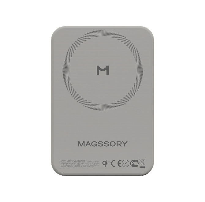 Беспроводной внешний аккумулятор Magssory Pride Pro 10K Magnetic Power Bank, с поддержкой Qi2, Титан