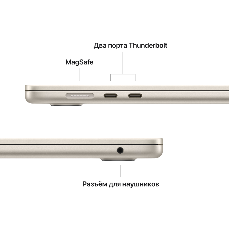 Ноутбук Apple MacBook Air 15" (M2, 8 Gb, 256 Gb SSD) Старлайт (MQKU3)