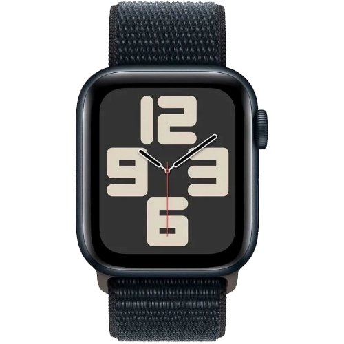 Часы Apple Watch SE, 44 мм, алюминий цвета «тёмная ночь», браслет Sport Loop чернильного цвета (2024)