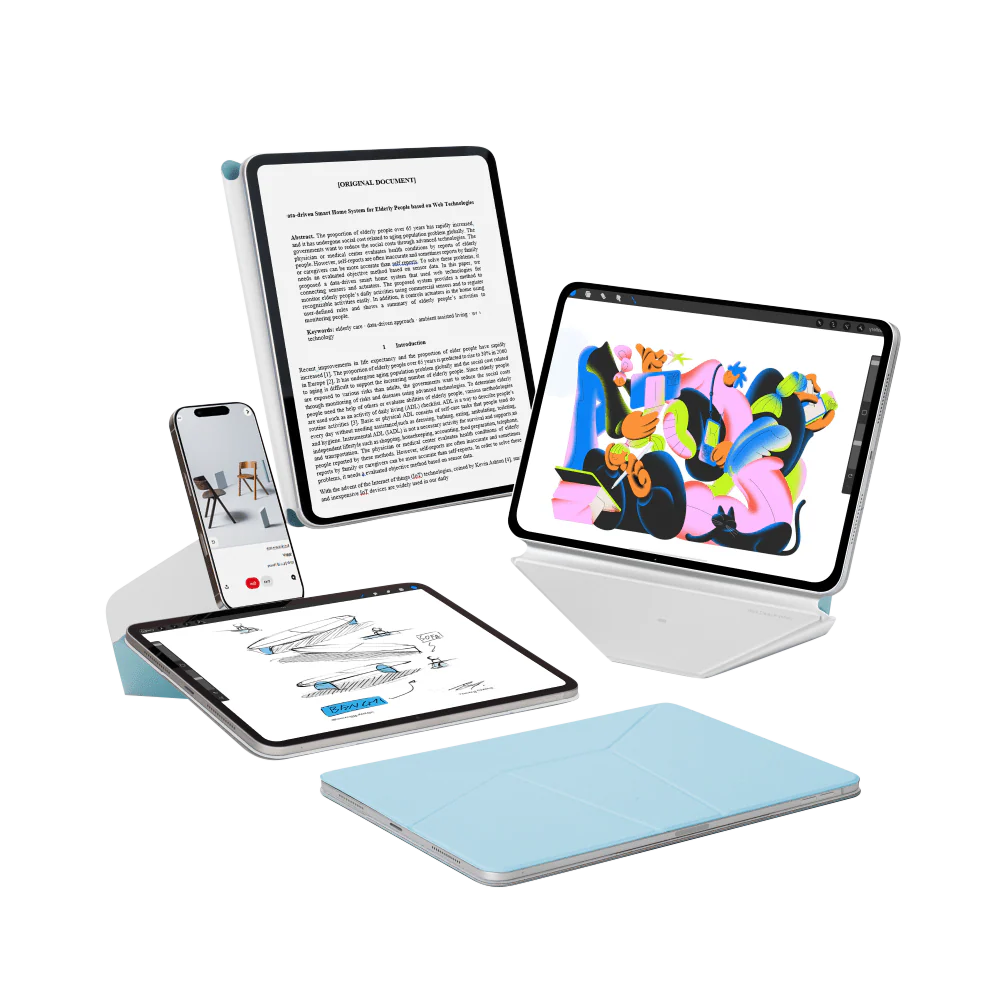Чехол MOFT Dynamic Folio для планшета iPad Pro 13′′ (M4/M5) голубой с серым