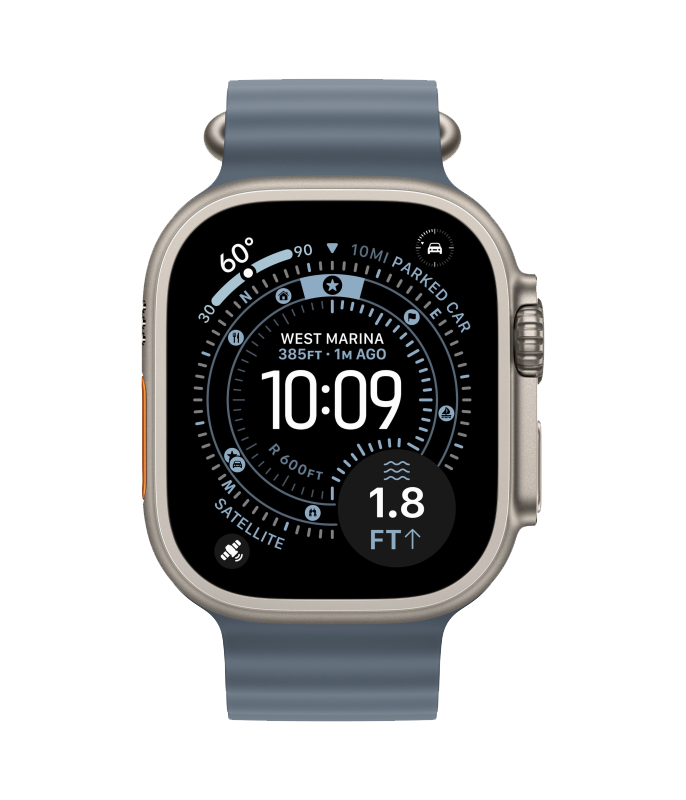 Часы Apple Watch Ultra 3, 49 мм, титан светлого цвета, ремешок Ocean цвета «якорный синий» (2025)