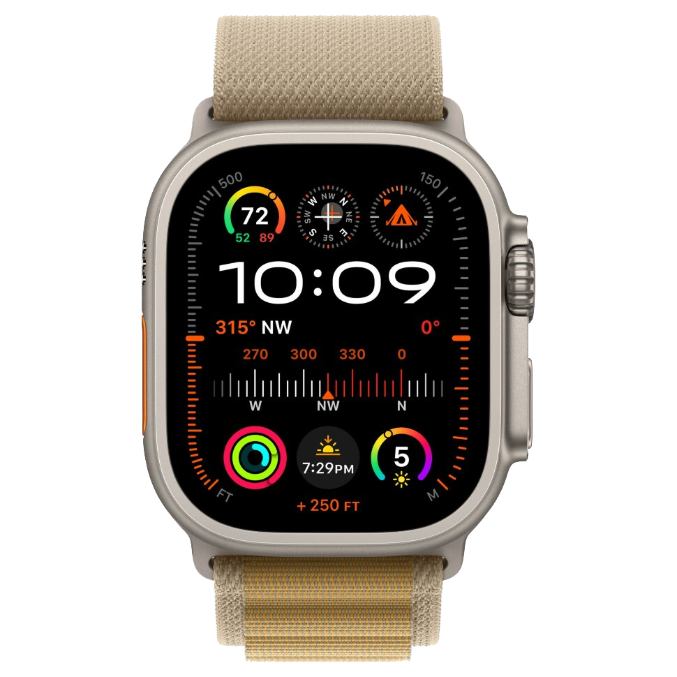 Часы Apple Watch Ultra 2, 49 мм, титан светлого цвета, ремешок Alpine коричневого цвета (2024)