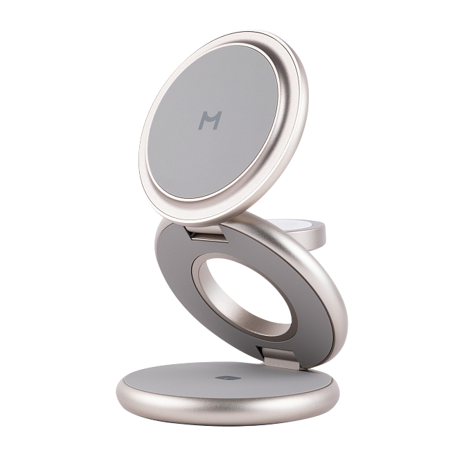 Складное беспроводное зарядное устройство Magssory Disc Signature Edition 3 в 1 для Samsung, с магнитами, титан, Титан