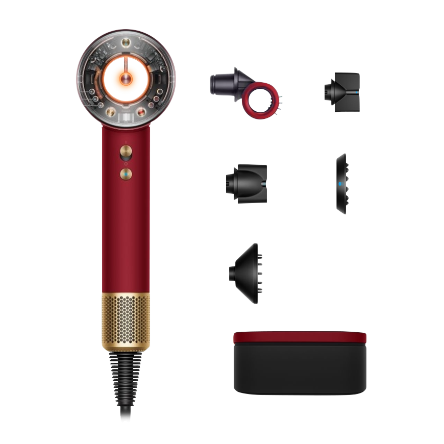 Фен Dyson HD16 Supersonic Nural Hair Dryer Straight+Wavy Gift Edition (Red Velvet/Gold) (2024)