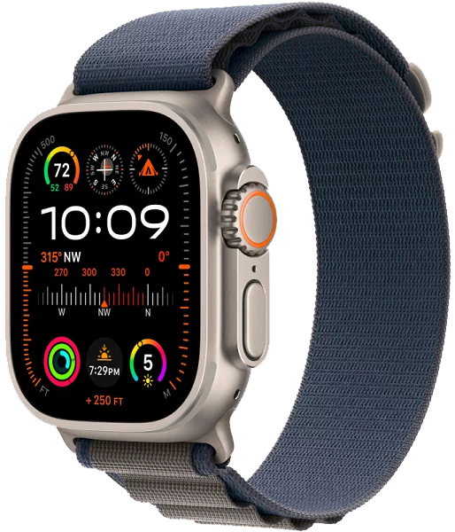 Часы Apple Watch Ultra 2 GPS + Cellular 49 мм, титановый корпус, ремешок Alpine Синего цвета,размер L