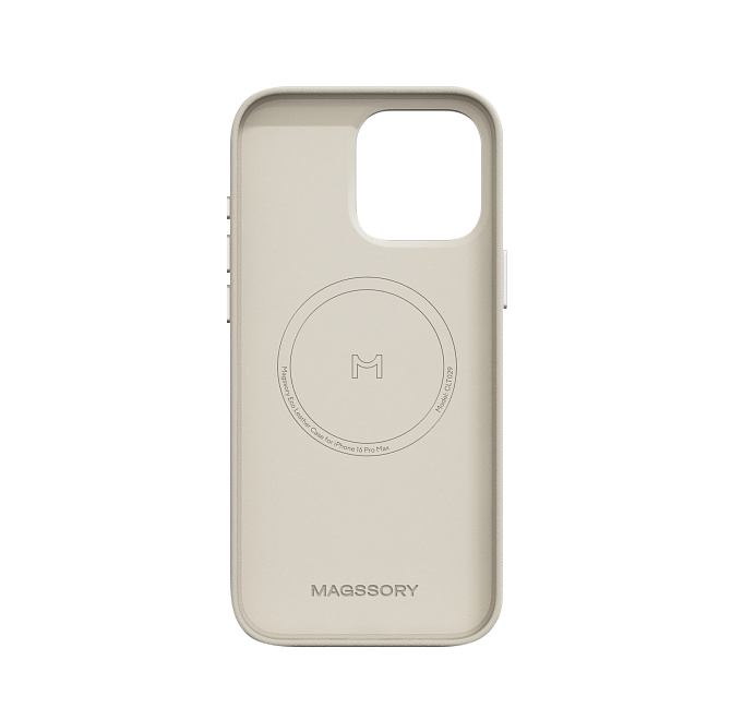Чехол Magssory Eco Leather Case для iPhone 16 Pro Max, экокожа, с магнитами, совместимые с MagSafe, Айвори