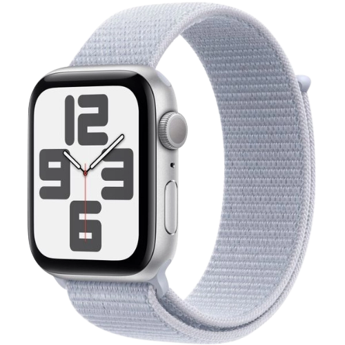 Часы Apple Watch SE, 40 мм, алюминий серебристого цвета, браслет Sport Loop дымчато-голубого цвета (2024)