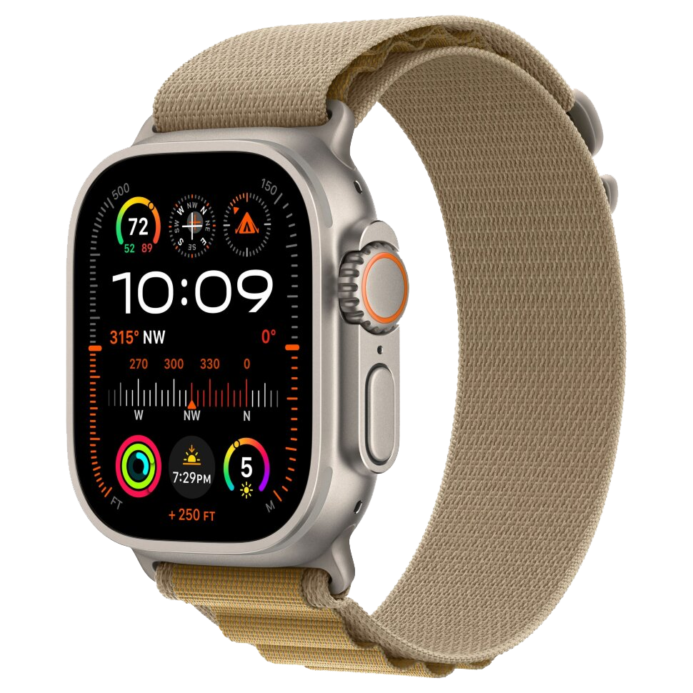 Часы Apple Watch Ultra 2, 49 мм, титан светлого цвета, ремешок Alpine коричневого цвета (2024)