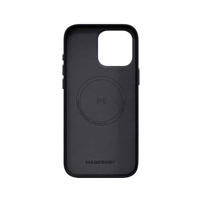 Чехол Magssory Eco Leather Case для iPhone 16 Pro Max, экокожа, с магнитами, совместимые с MagSafe, Миднайт