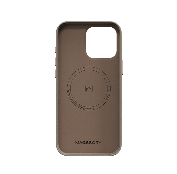 Чехол Magssory Eco Leather Case для iPhone 16 Pro Max, экокожа, с магнитами, совместимые с MagSafe, Латте