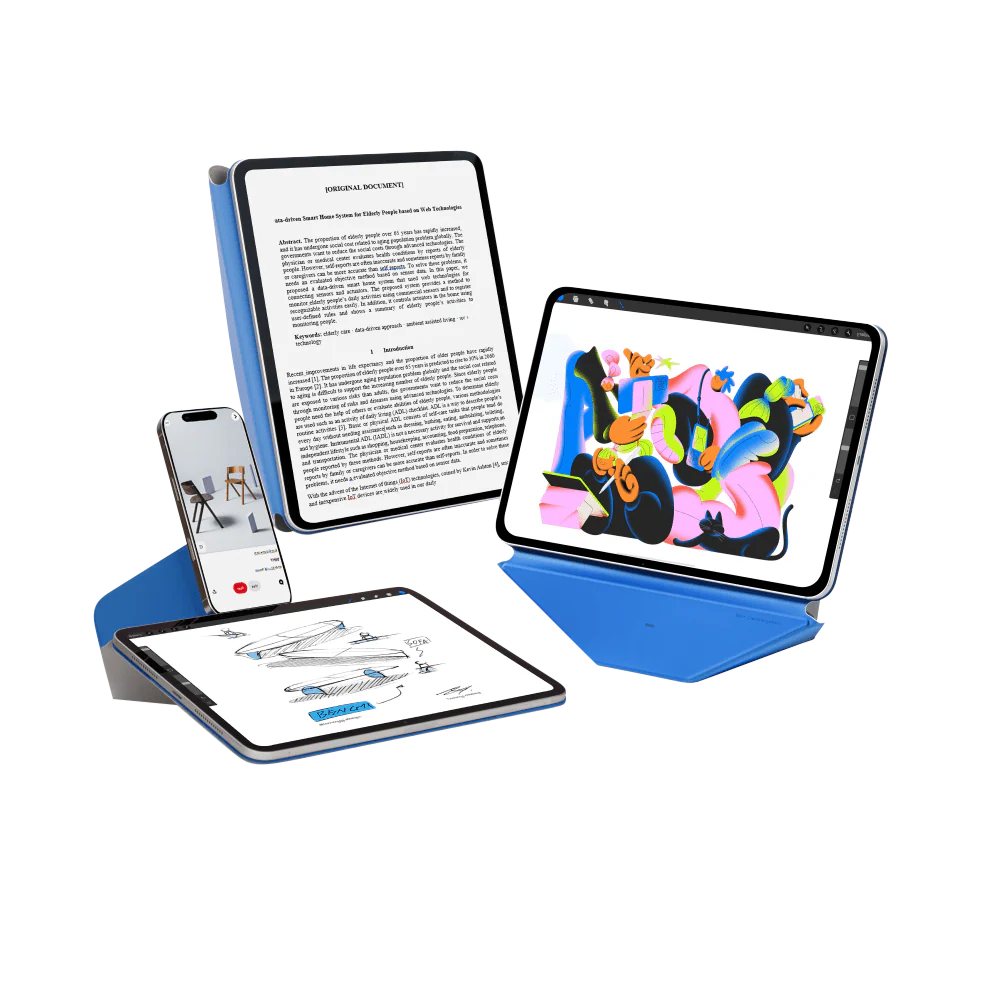 Чехол MOFT Dynamic Folio для планшета iPad Pro 13′′ (M4/M5) серый с голубым