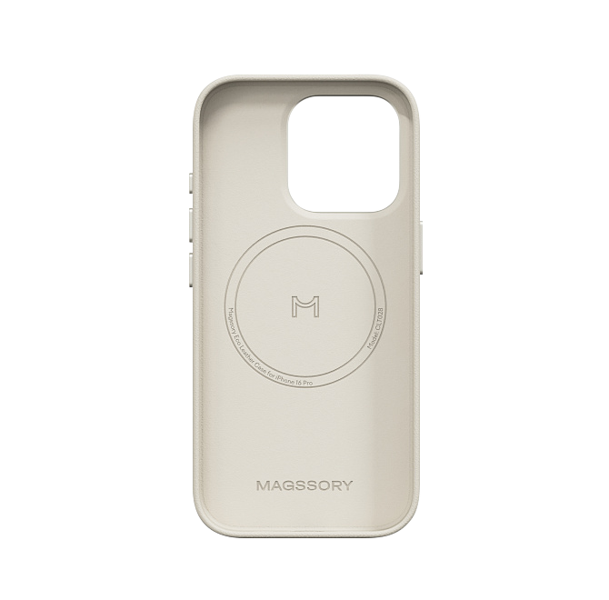 Чехол Magssory Eco Leather Case для iPhone 16 Pro, экокожа, с магнитами, совместимые с MagSafe, Айвори