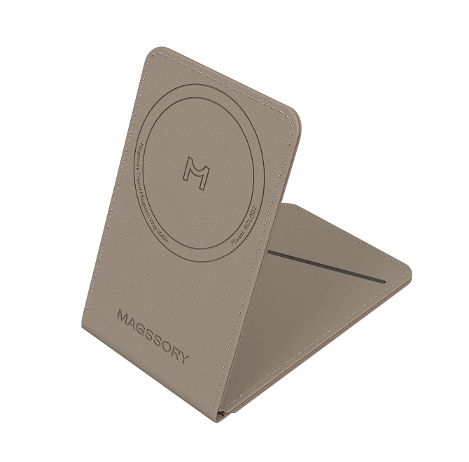 Кошелек-кардхолдер с функцией штатива Magssory Tripod Magnetic Vlog Wallet, совместимый с MagSafe , latte, Латте