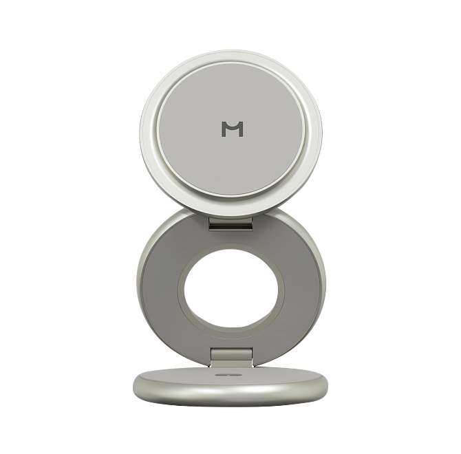 Складное беспроводное зарядное устройство 3 в 1 Magssory Signature Pro для Apple, с магнитами, с поддержкой Qi2, титан, Титан