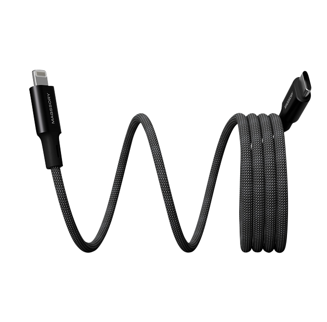 Магнитный кабель magssory link l USB-C lightning MFI, 1,2 m, черный, Черный