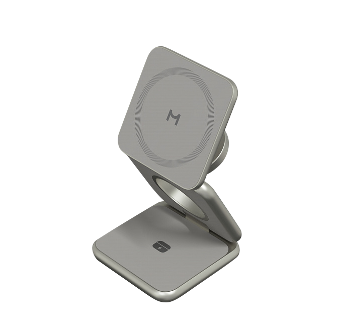 Складное беспроводное зарядное устройство Magssory Fold Pro 3 в 1, с магнитами, совместимое с Qi2, Титан