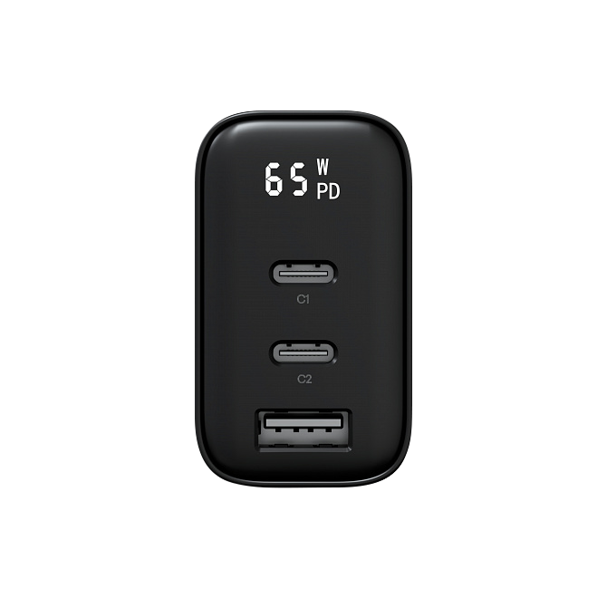 Сетевое зарядное устройство Magssory Digit 65W GaN, с дисплеем и функцией быстрой зарядки, Черный