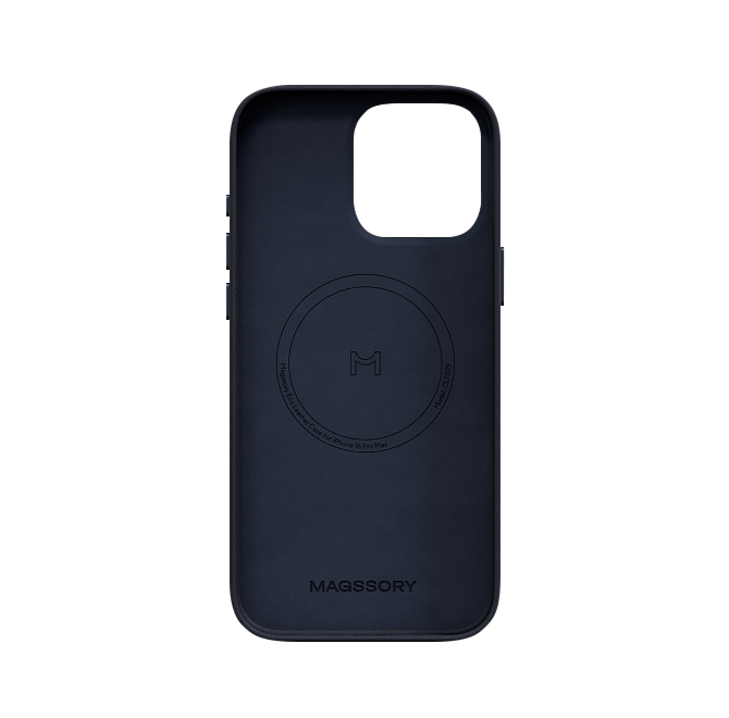 Чехол Magssory Eco Leather Case для iPhone 16 Pro Max, экокожа, с магнитами, совместимые с MagSafe, Синий