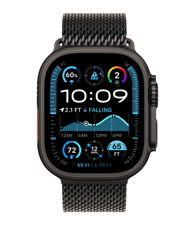 Часы Apple Watch Ultra 2, 49 мм, титан чёрного цвета, миланский сетчатый браслет (2024)