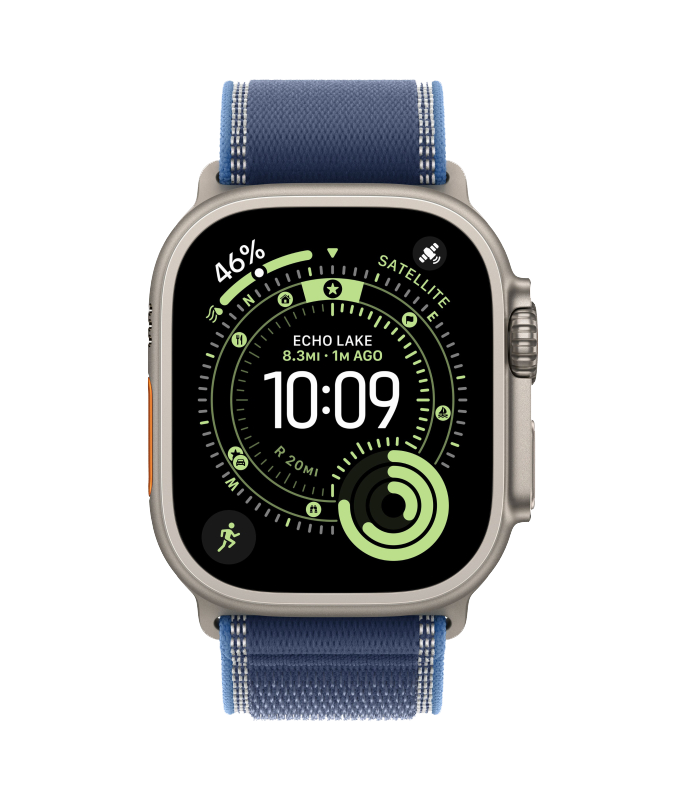 Часы Apple Watch Ultra 3, 49 мм, титан светлого цвета, ремешок Trail цвета «синий/ярко-синий» (2025)
