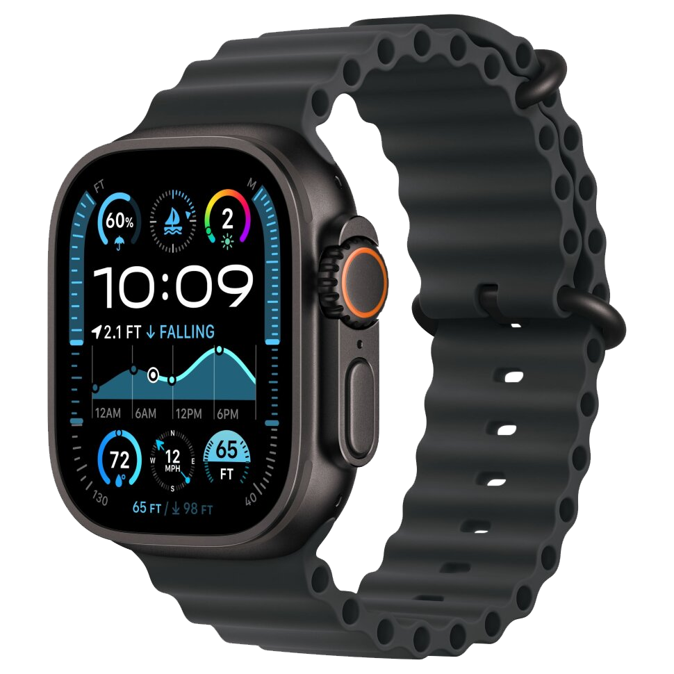 Часы Apple Watch Ultra 2, 49 мм, титан чёрного цвета, ремешок Ocean чёрного цвета (2024)