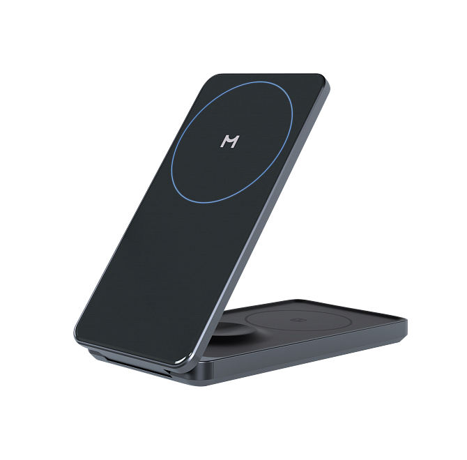 Складное беспроводное зарядное устройство Magssory Flip 3 в 1 для Apple, с магнитами, совместимое с MagSafe, антрацит, Антрацит