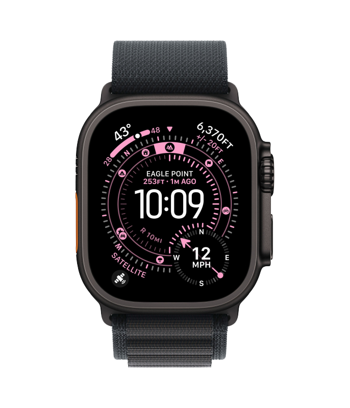 Часы Apple Watch Ultra 3, 49 мм, титан чёрного цвета, ремешок Alpine чёрного цвета (2025)