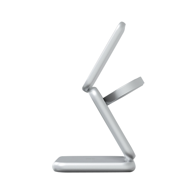 Складное беспроводное зарядное устройство Magssory Fold Pro 3 в 1, с магнитами, совместимое с Qi2, Серебро