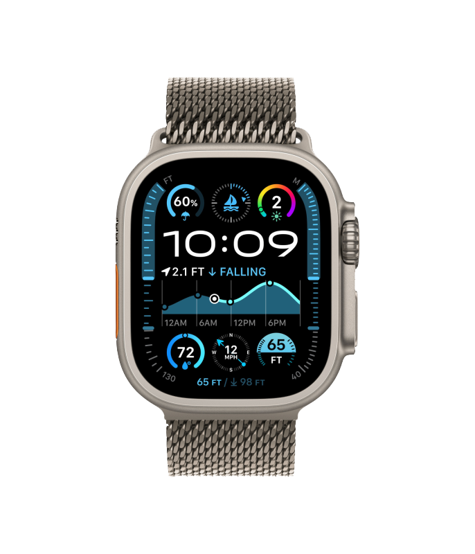 Часы Apple Watch Ultra 2, 49 мм, титан светлого цвета, миланский сетчатый браслет (2024)