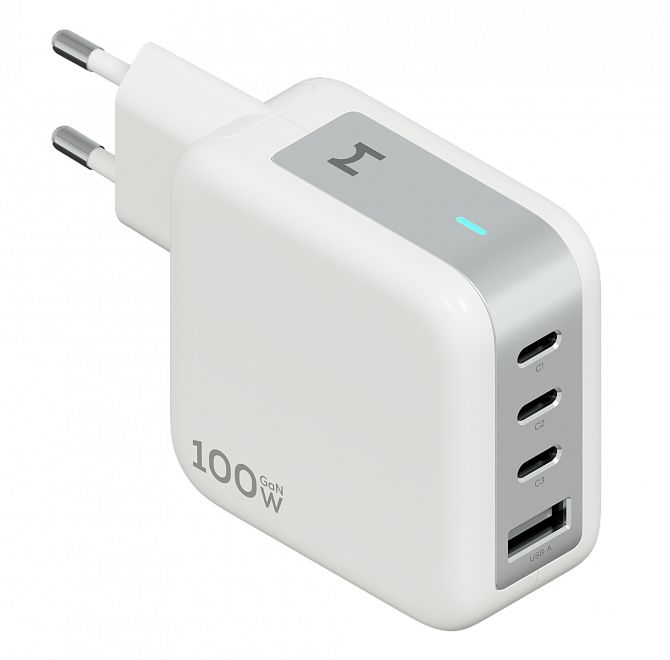 Cетевое зарядное устройство Magssory Pulse 100W GaN, с функцией быстрой зарядки, Белый