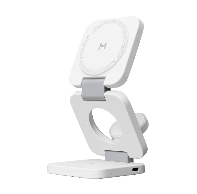Складное беспроводное зарядное устройство Magssory Flex 3 в 1 для Apple, с магнитами, совместимое с MagSafe, белый, Белый