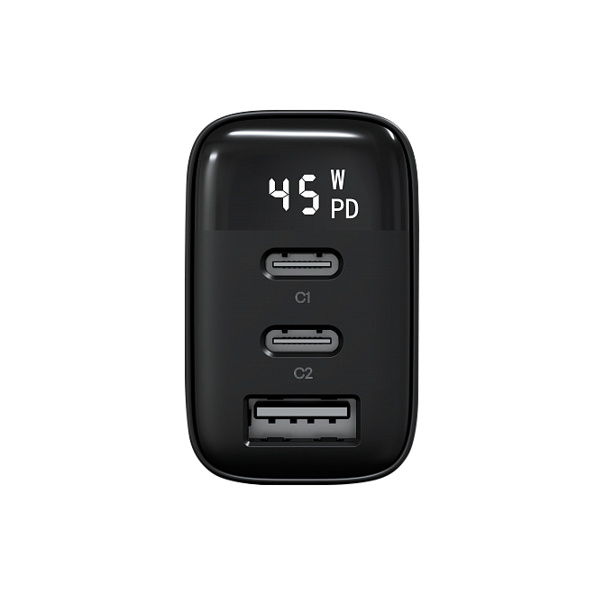 Cетевое зарядное устройство Magssory Digit 45W GaN, с дисплеем и функцией быстрой зарядки, Черный