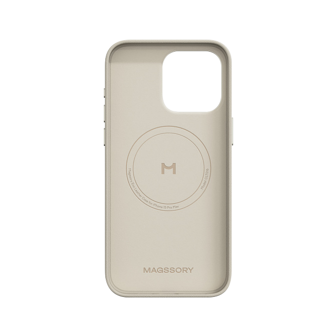 Чехол Magssory Eco Leather Case для iPhone 15 Pro Max, экокожа, с магнитами, совместимые с MagSafe, Айвори