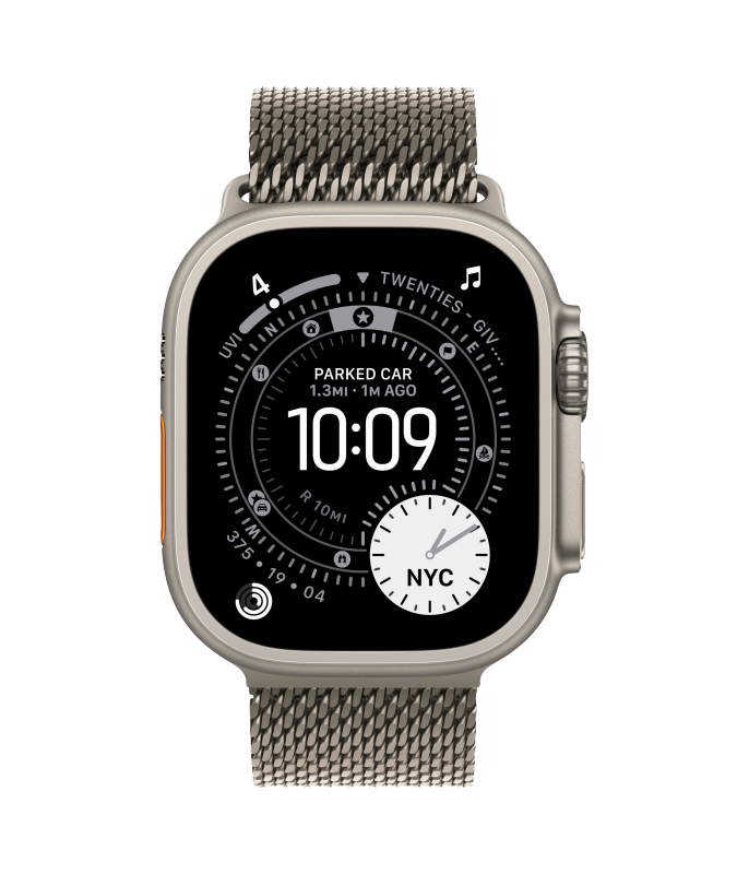 Часы Apple Watch Ultra 3, 49 мм, титан светлого цвета, миланский сетчатый браслет (2025)