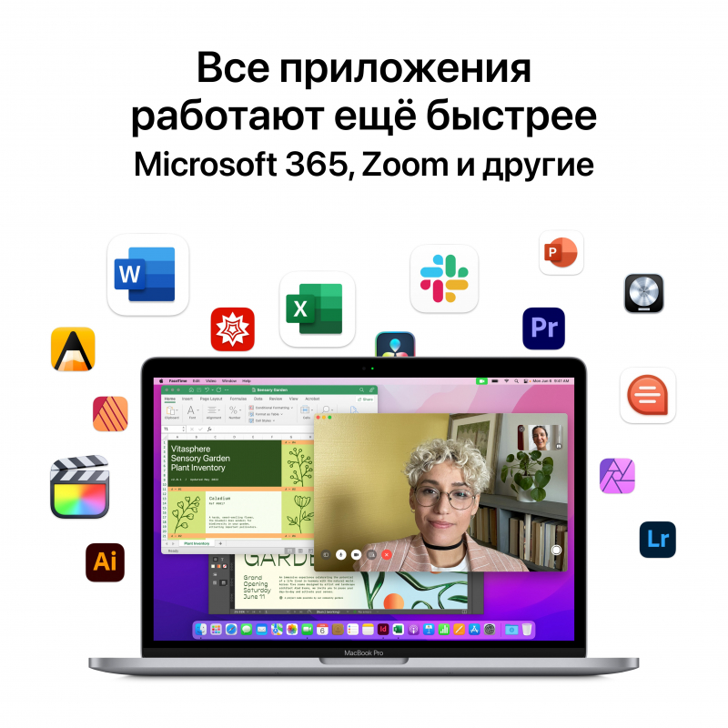 Ноутбук Apple MacBook Pro 13.3" (M2, 8Gb, 256Gb SSD/Touch bar) Серый космос (MNEH3)