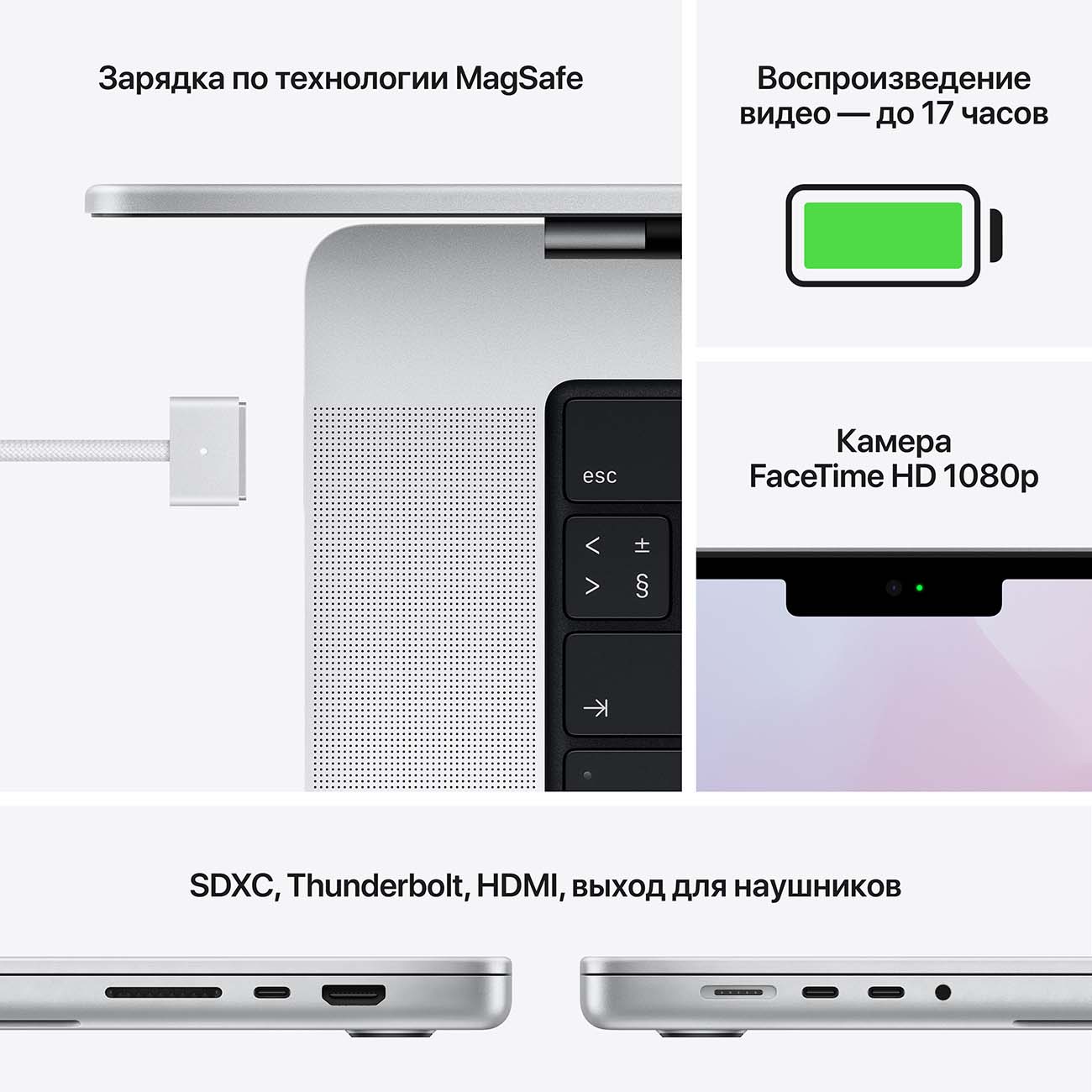Ноутбук Apple MacBook Pro 16" (M1 Pro, 16 Gb, 512Gb SSD) Серебристый (MK1E3)