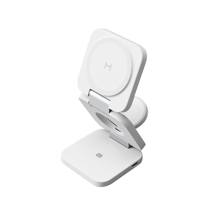 Складное беспроводное зарядное устройство Magssory Flex 3 в 1 для Apple, с магнитами, совместимое с MagSafe, белый, Белый