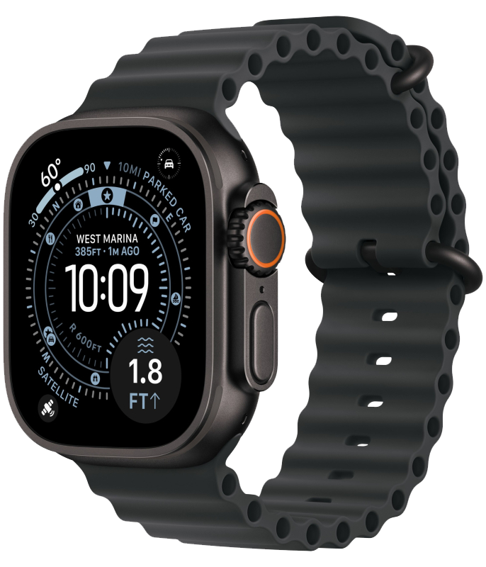 Часы Apple Watch Ultra 3, 49 мм, титан чёрного цвета, ремешок Ocean чёрного цвета (2025)