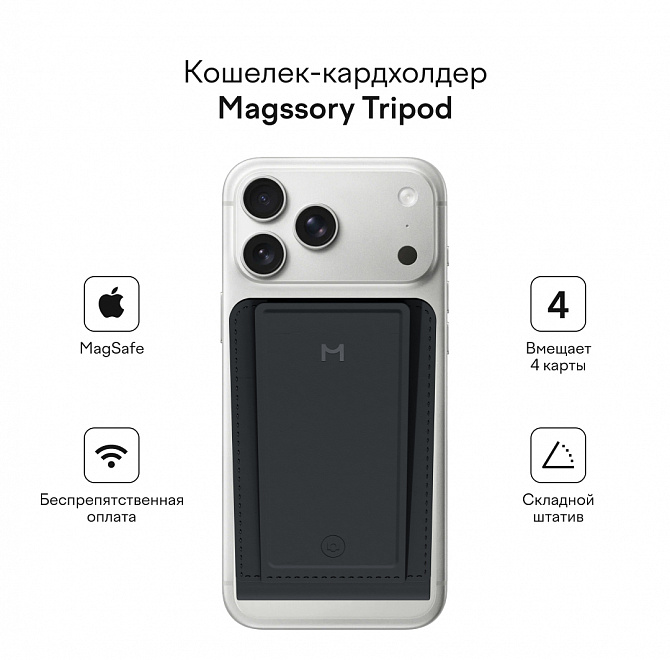 Кошелек-кардхолдер с функцией фото Magssory Ultima Geo Photo Wallet, с поддержкой Find My, midnight, Миднайт