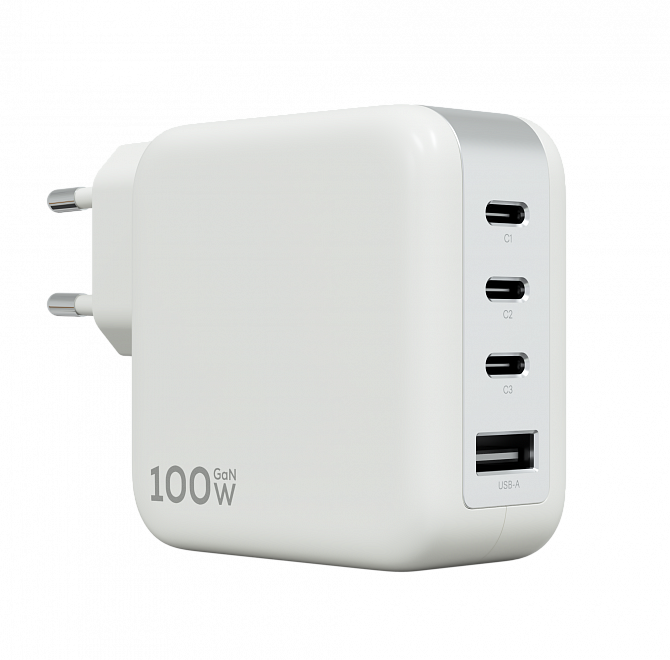 Cетевое зарядное устройство Magssory Pulse 100W GaN, с функцией быстрой зарядки, Белый