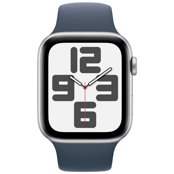 Часы Apple Watch SE, 44 мм, алюминий серебристого цвета, ремешок Sport Band цвета «деним» (2024)