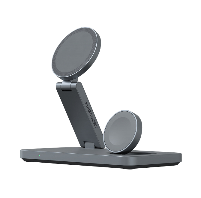 Складное беспроводное зарядное устройство 3 в 1 Magssory Yoga для Samsung, с магнитами, с поддержкой Qi2, Миднайт