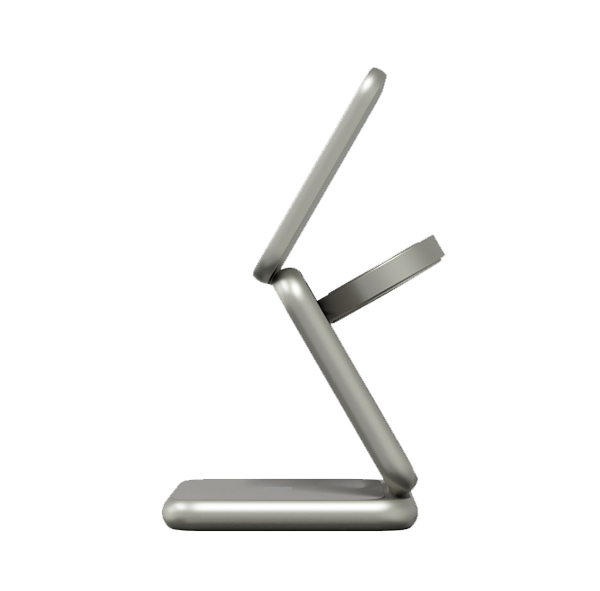 Складное беспроводное зарядное устройство Magssory Fold Pro 3 в 1, с магнитами, совместимое с Qi2, Титан