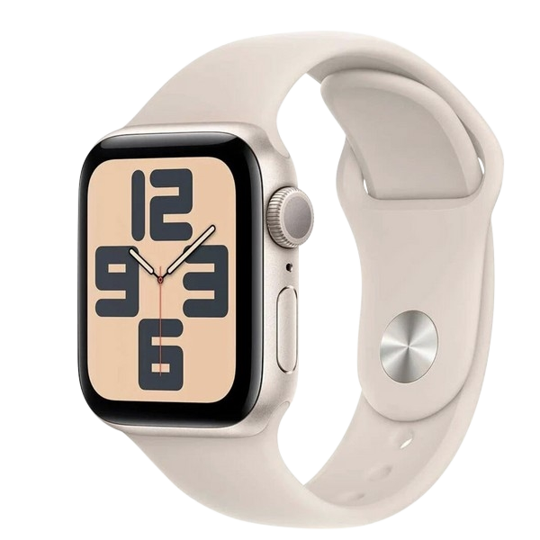 Часы Apple Watch SE, 40 мм, алюминий цвета «сияющая звезда», ремешок Sport Band цвета «сияющая звезда» (2024)