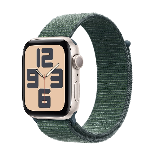 Часы Apple Watch SE, 40 мм, алюминий цвета «сияющая звезда», браслет Sport Loop цвета «горное озеро» (2024)