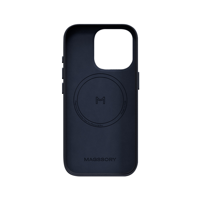 Чехол Magssory Eco Leather Case для iPhone 16 Pro, экокожа, с магнитами, совместимые с MagSafe, Синий